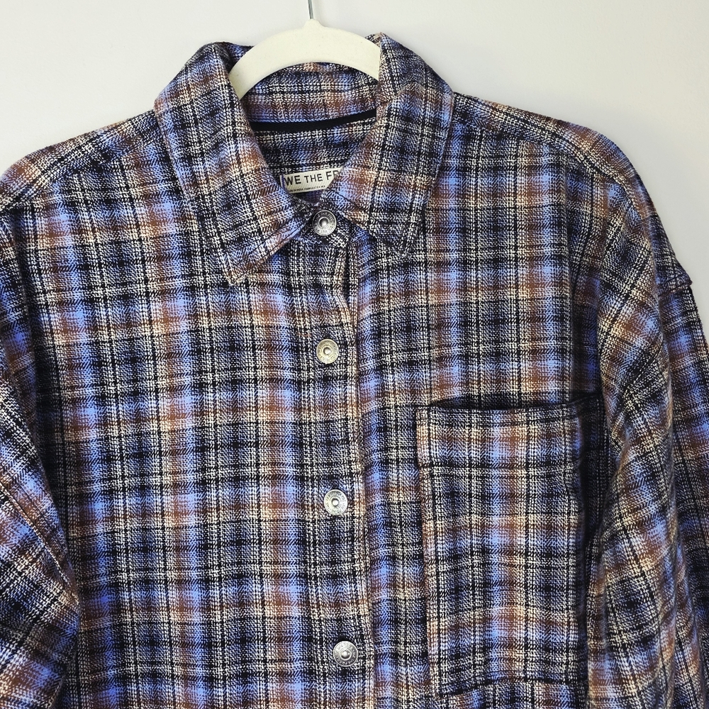 Free People Ashley Plaid Oversized Shirt Size Medium - Picture 3 of 10
